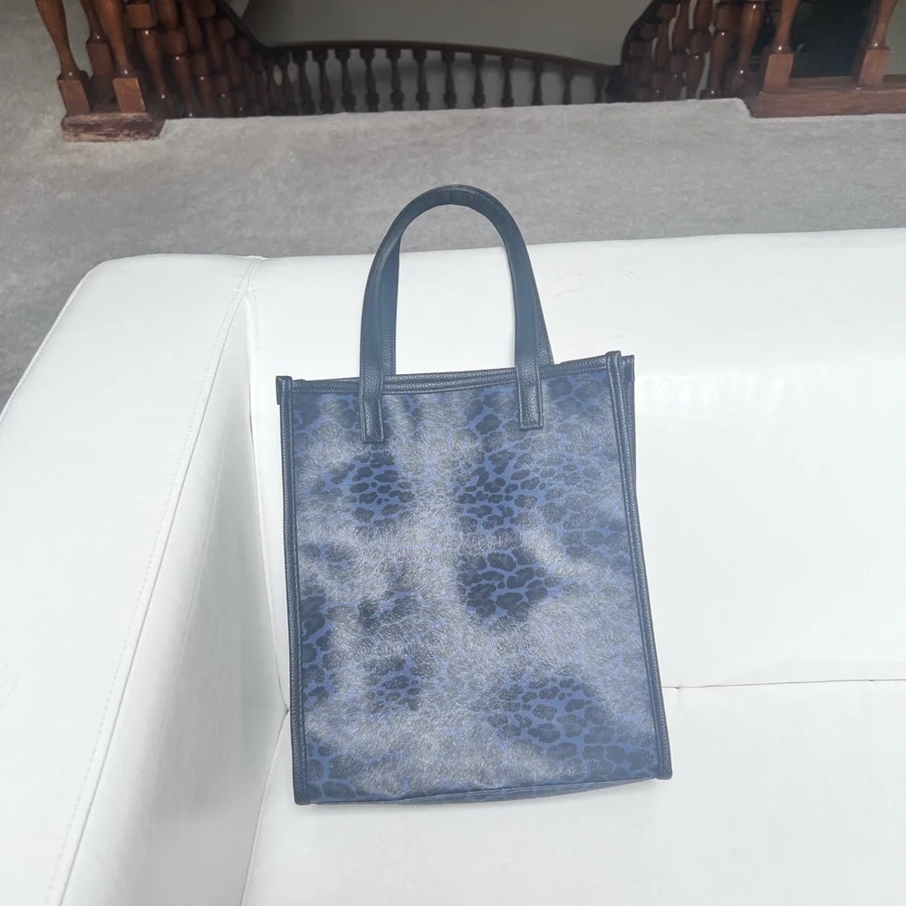 Neiman Marcus Animal blue and black print tote bag